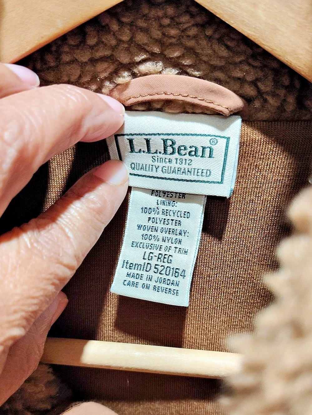 L.L. Bean DS20164 Teddy Fleece Coat Brown Size Large Cozy Snap Up Stand Collar - Picture 3 of 15